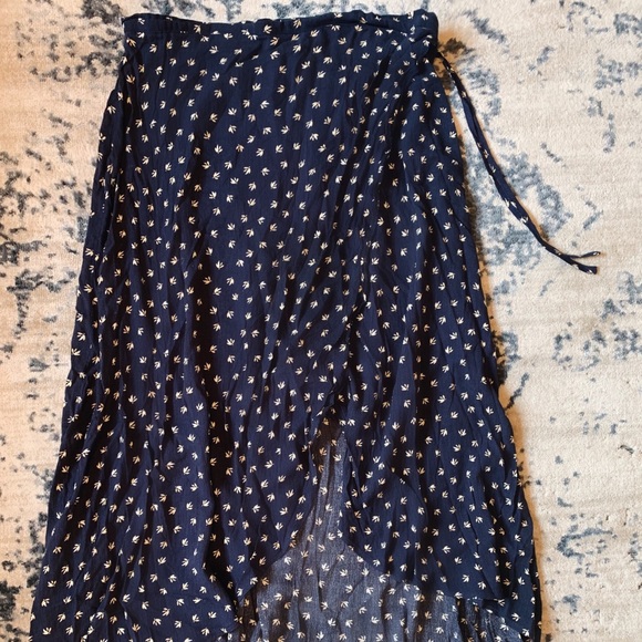 Navy Asymmetrical Maxi Skirt - Picture 1 of 6